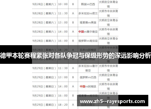 德甲本轮赛程紧张对各队争冠与保级形势的深远影响分析